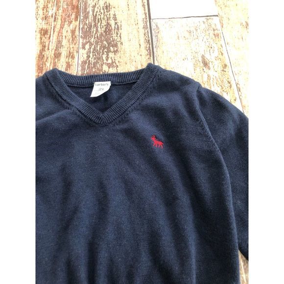 Carter's Blue sweater with red‎ moose 2T - Picture 2 of 5